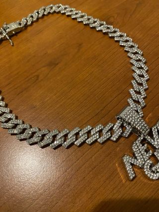 Collana Argento Strass Never Give Up