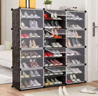 Organizador de Zapatos Modular Negro Transparente