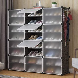 Organizador de Zapatos Modular Negro Transparente