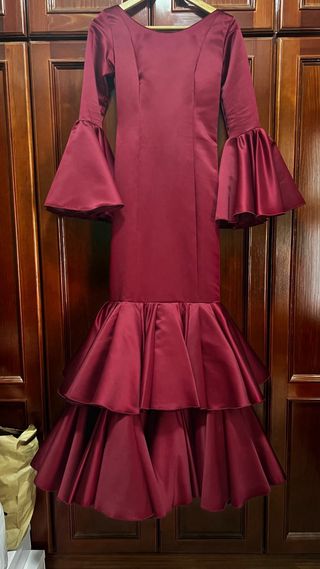 Vestido Flamenca Rojo Espalda Descubierta