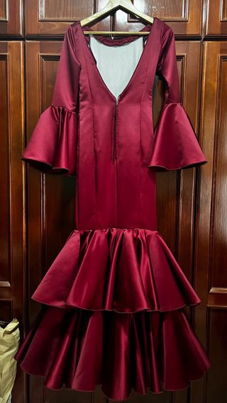 Vestido Flamenca Rojo Espalda Descubierta