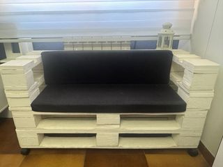 Sofá de Palets Blanco y Negro