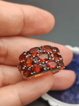 Anello Vintage Argento 925 Granati Naturali