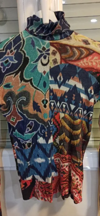 Jersey desigual cuello alto mujer patchwork