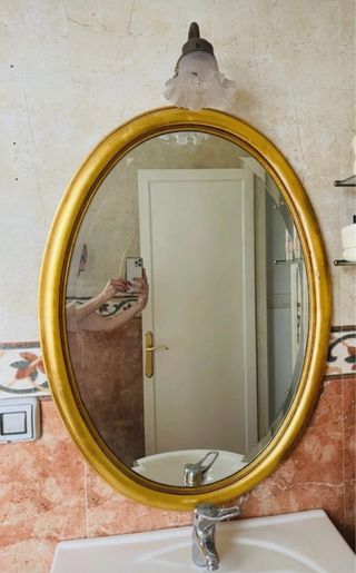 Espejo Ovalado Antiguo Dorado