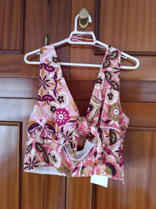 Conjunto rústico top y falda estampado zara tallaM