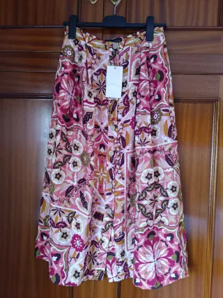 Conjunto rústico top y falda estampado zara tallaM