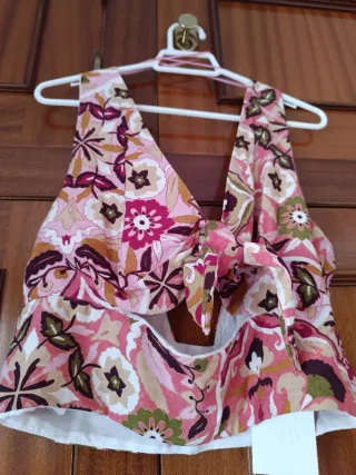 Conjunto rústico top y falda estampado zara tallaM