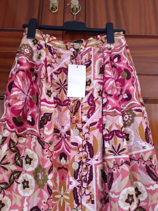 Conjunto rústico top y falda estampado zara tallaM