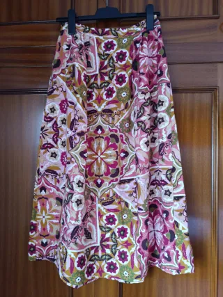 Conjunto rústico top y falda estampado zara tallaM