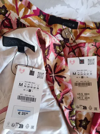 Conjunto rústico top y falda estampado zara tallaM