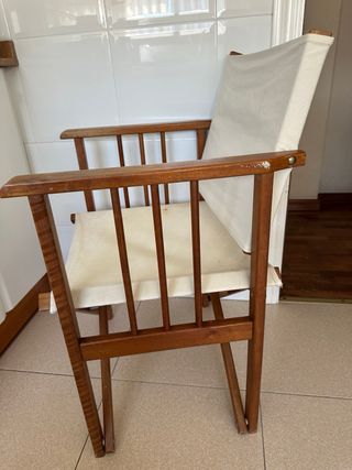 Silla plegable de madera y tela