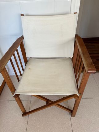 Silla plegable de madera y tela