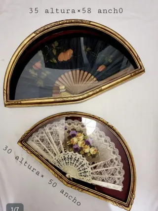 Abanicos antiguos enmarcados (2 unidades)