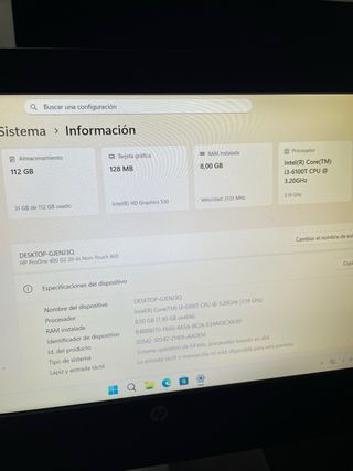 Ordenador AIO HP i5 8GB/128GB Todo en Uno