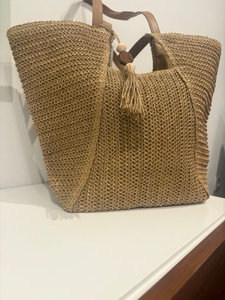 Mala de palhinha bege