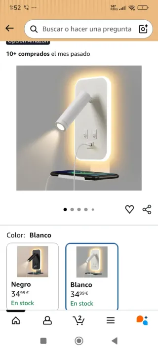 Lámpara pared dormitorio