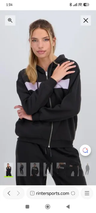 Conjunto deportivo mujer negro y lila. Chándal.
