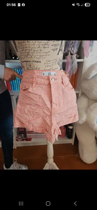 Shorts Lefties cuadros rosa Talla M