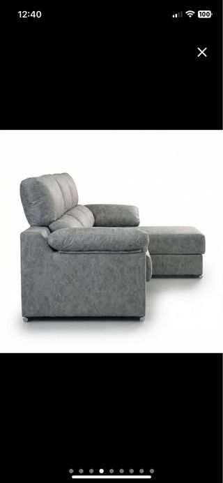 SIN IVA!! SOFA GRIS CHAISELONGE PUFF