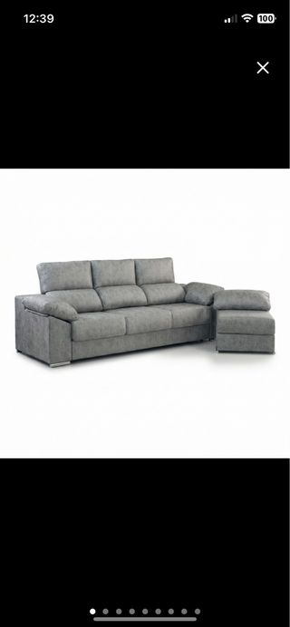 SIN IVA!! SOFA GRIS CHAISELONGE PUFF