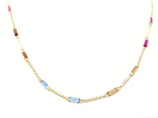collar oro 18k con piedra con circonita 22cm