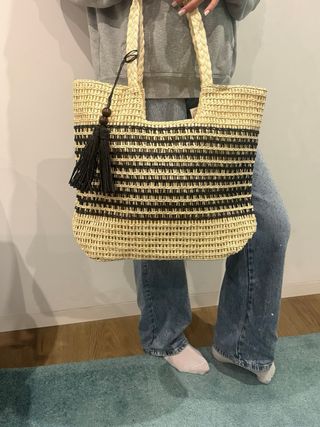 Mala de palhinha com franjas