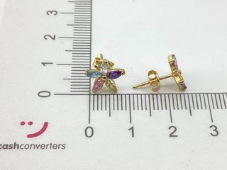 pendientes oro 18k con piedra con circonita