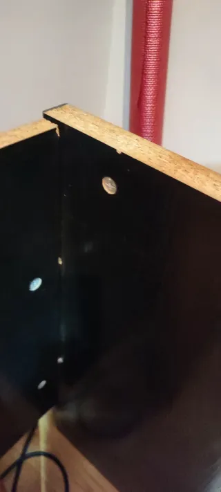 Mesa de madera despacho.Marron/negra 110x55x75