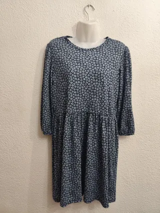 Vestido estampado floral azul y blanco