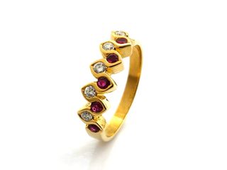 anillo oro 18k con piedra con diamante,rubi
