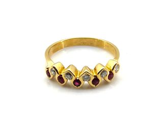 anillo oro 18k con piedra con diamante,rubi