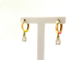 argollas oro 18k con piedra con circonita