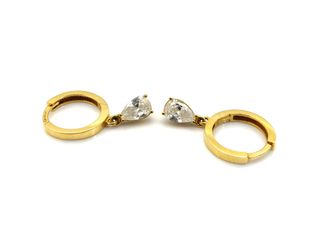 argollas oro 18k con piedra con circonita