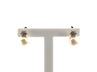 pendientes oro 18k con piedra con perla,circonita