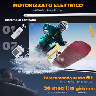Pantalla de Proyector Motorizada de 100 Pulgadas 4K HD Formato 16:9, Pantalla de Proyector Motorizada Eléctrica con Control Remoto, Pantalla de Videoproyector para Casa, Cine, Oficina, Hogar, 251X...