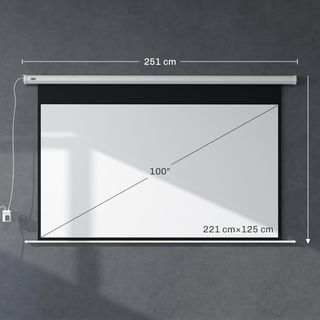 Pantalla de Proyector Motorizada de 100 Pulgadas 4K HD Formato 16:9, Pantalla de Proyector Motorizada Eléctrica con Control Remoto, Pantalla de Videoproyector para Casa, Cine, Oficina, Hogar, 251X...