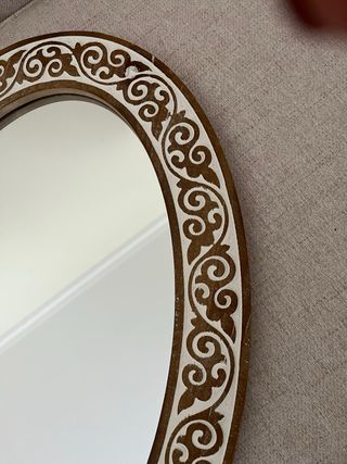 Espelho Oval Decorativo Madeira e Vidro