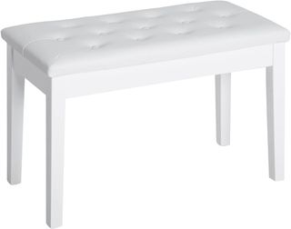 Taburete de Piano Profesional con Vano de Almacenamiento Ecopiel, Madera 76 × 36 × 50Cm Blanco