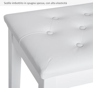 Taburete de Piano Profesional con Vano de Almacenamiento Ecopiel, Madera 76 × 36 × 50Cm Blanco