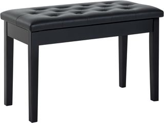 HOMCOM Taburete de Piano Profesional con Compartimento de Almacenamiento Ecopiel, Madera 76 X 36 X 50Cm Negro Taburete Banco Silla para Piano con Compartimento de Almacenamiento