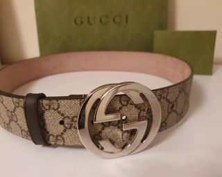 Cinto Gucci Marrom e Prata