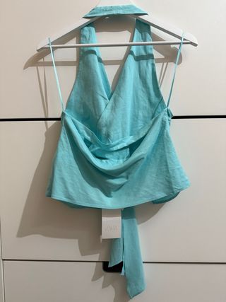 Top Zara Halter Turquesa Talla M