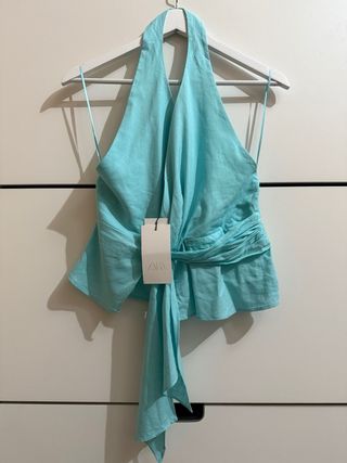 Top Zara Halter Turquesa Talla M