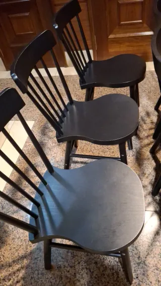 6 Sillas Comedor Madera Negras