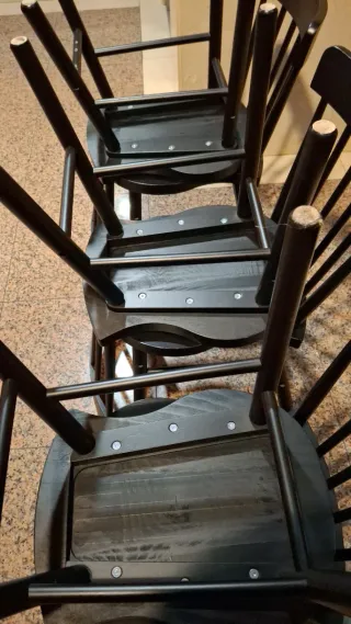 6 Sillas Comedor Madera Negras