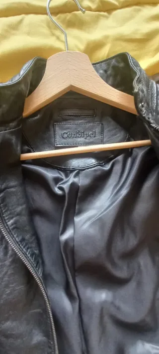Chaqueta de cuero Conbipel negra mujer