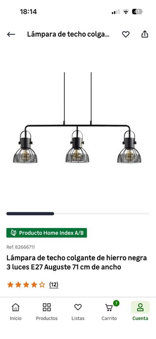 Lámpara techo colgante negra metal