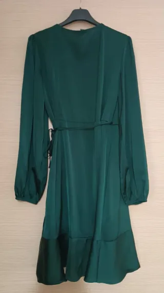 Abito Wrap Satin Verde Smeraldo