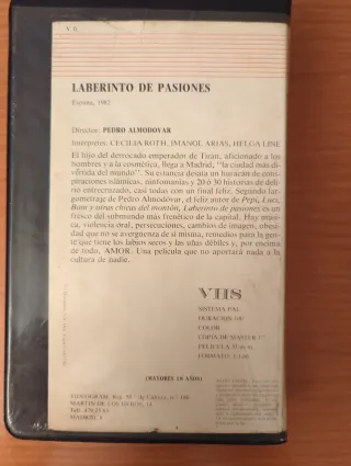 VHS Laberinto de Pasiones (Adulto/Romance)